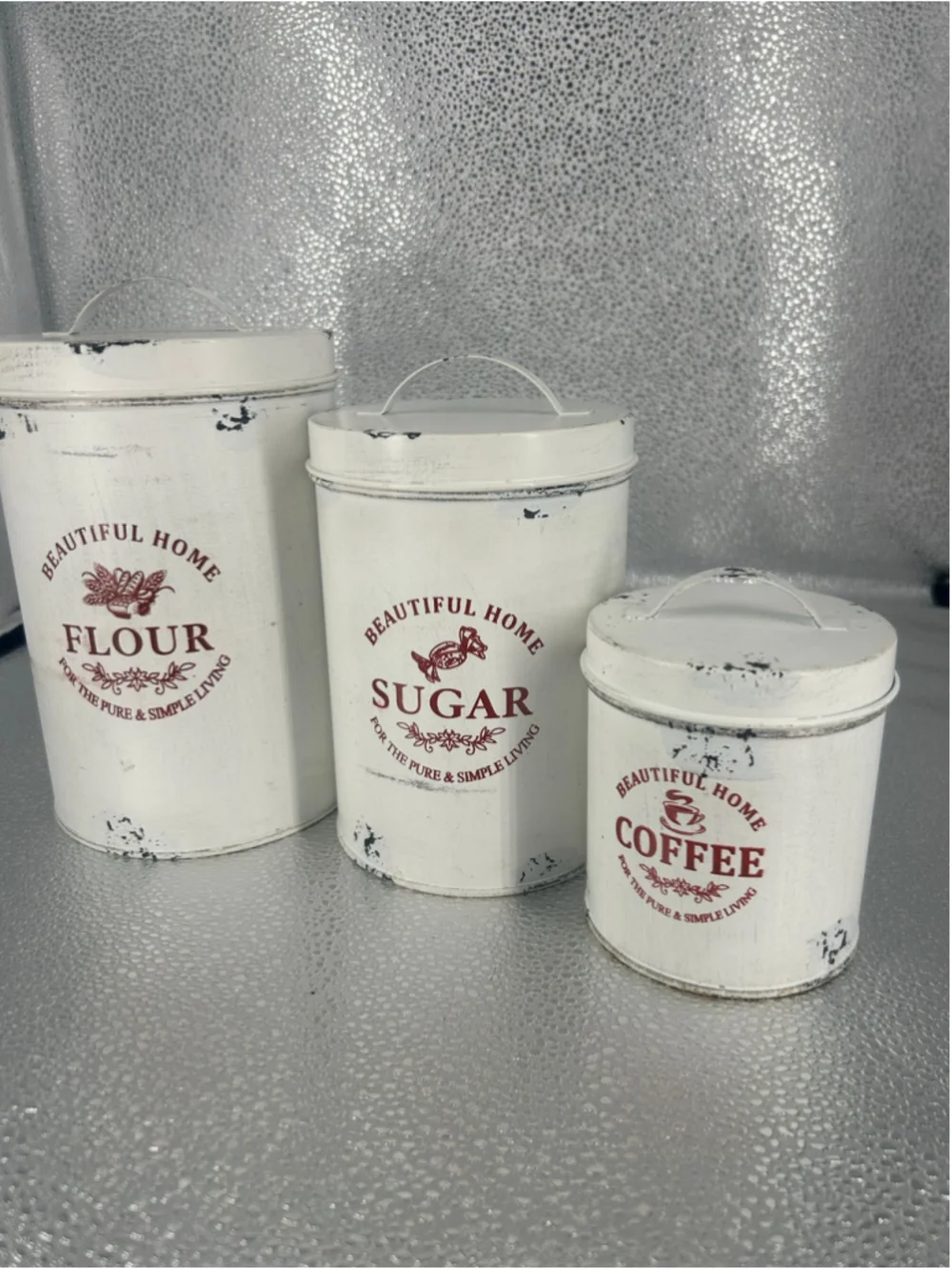 White & Brown Food Storage Canisters Set, One Size